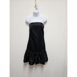 Andre Badi Women Strapless Tube Short Mini Dress Black Pleated Dress Size XS